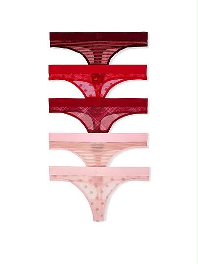 Victoria's Secret Tanga Estampada Paquete de 5