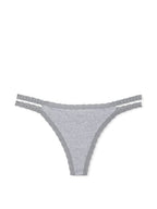 PINK Tanga de Algodón con Tiras de Encaje